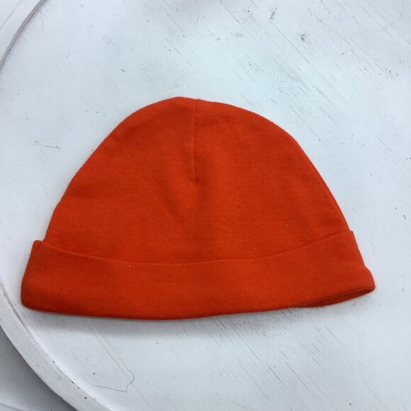 Nike Baby Orange Beanie Hat 0-9M 100% Cotton With White Swoosh Logo - Picture 3 of 3